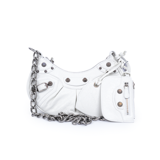 BALENCIAGA LE CAGOLE WHITE HANDBAG