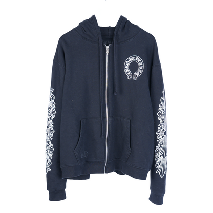 CHROME HEARTS CLASSIC THERMAL HORSESHOE LOGO ZIP UP HOODIE