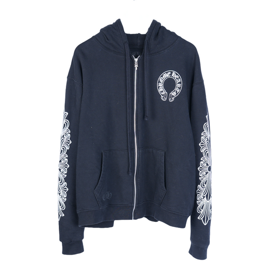 CHROME HEARTS CLASSIC THERMAL HORSESHOE LOGO ZIP UP HOODIE