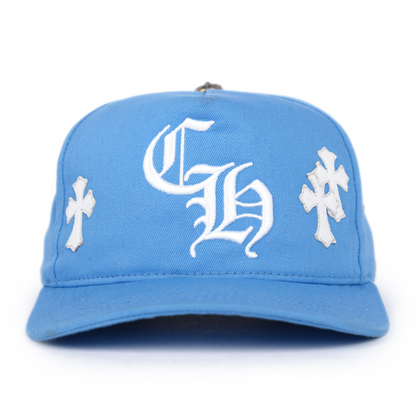 CHROME HEARTS BABY  BLUE WITH WHITE CROSS PATCH HAT