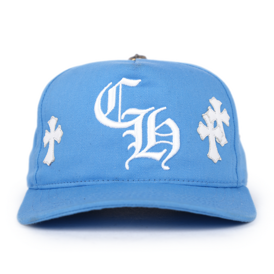 CHROME HEARTS BABY  BLUE WITH WHITE CROSS PATCH HAT
