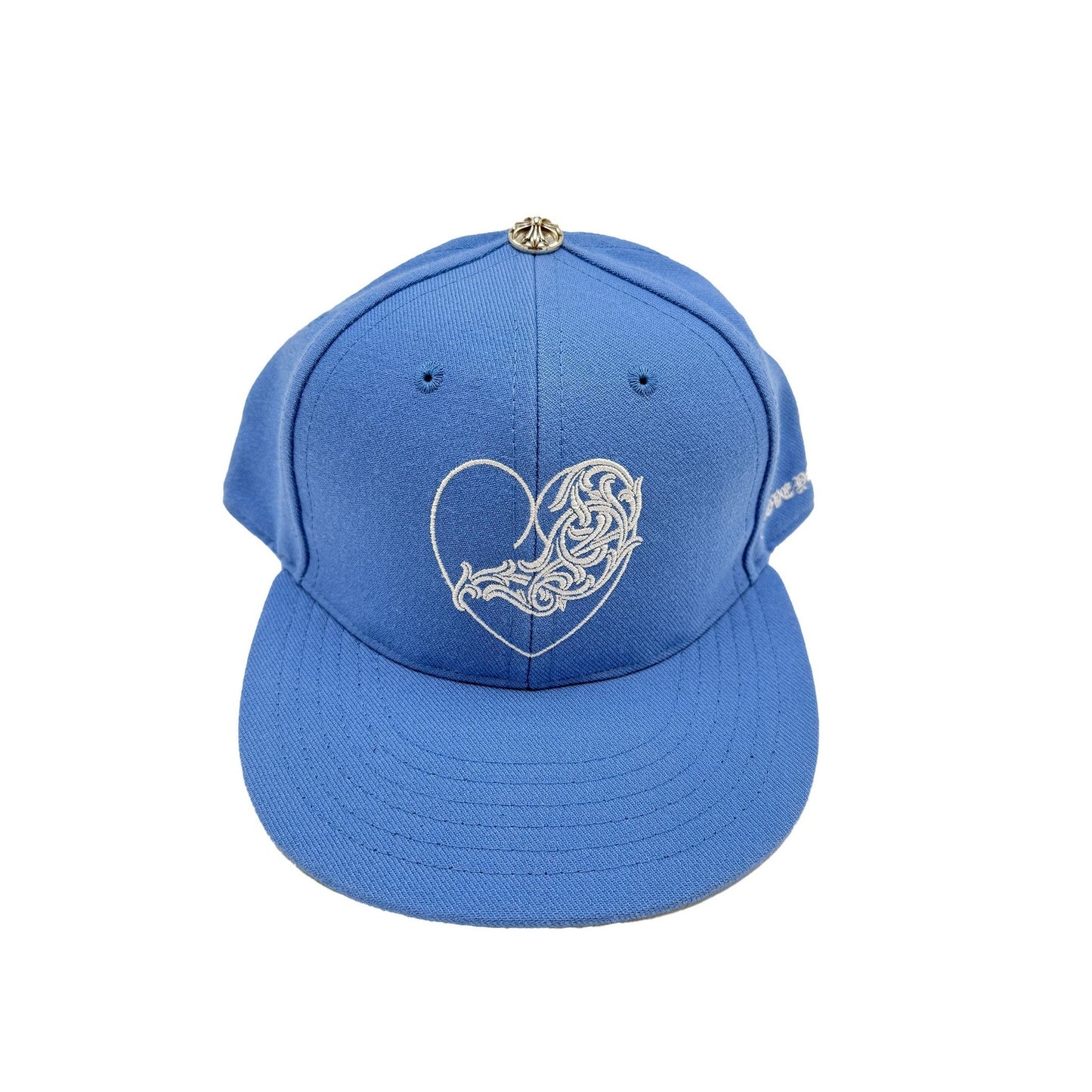 CH CHROME 7 3/8 HEARTS BLUE HEART HAT LOVE YOU FITTED