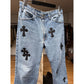 CHROME HEARTS LIGHT WASH LEVI'S CROSS PATCH DENIM SIZE 34