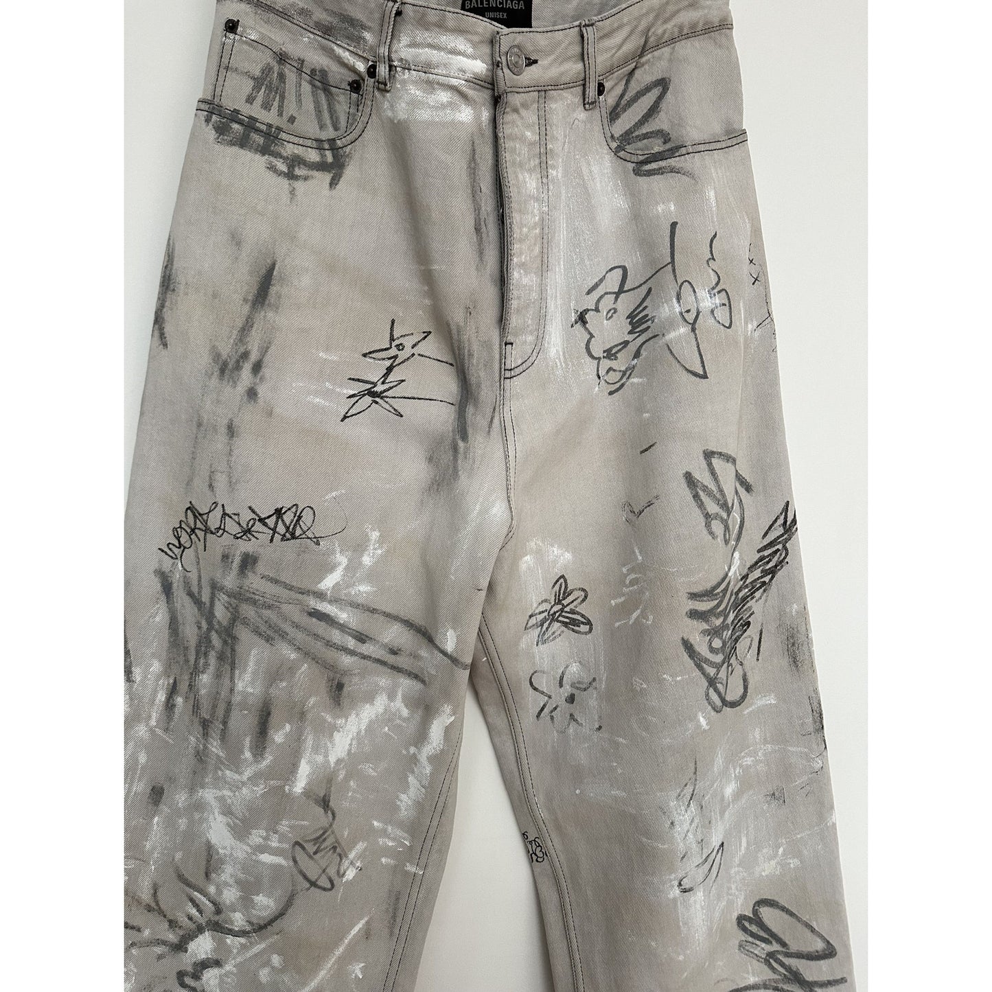 BALENCIAGA MUDSHOW SS23 GRAFITTI SKATER DENIM WHITE