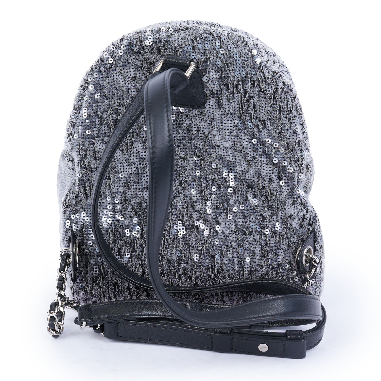 CHANEL BLACK 2018 SEQUIN WATERFALL TINY BACKPACK