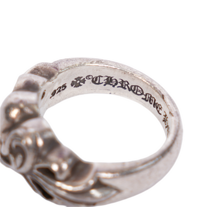 CHROME HEARTS FLORAL CROSS HEART RING