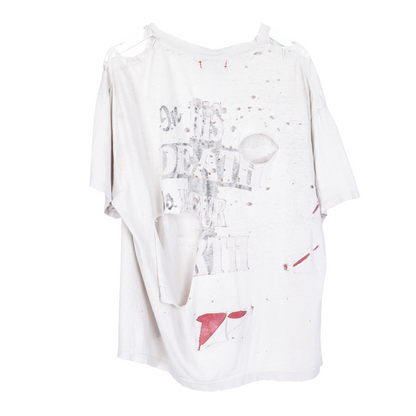 FATHER FORGIVE THEM WHITE THRASHED VINTAGE T-SHIRT