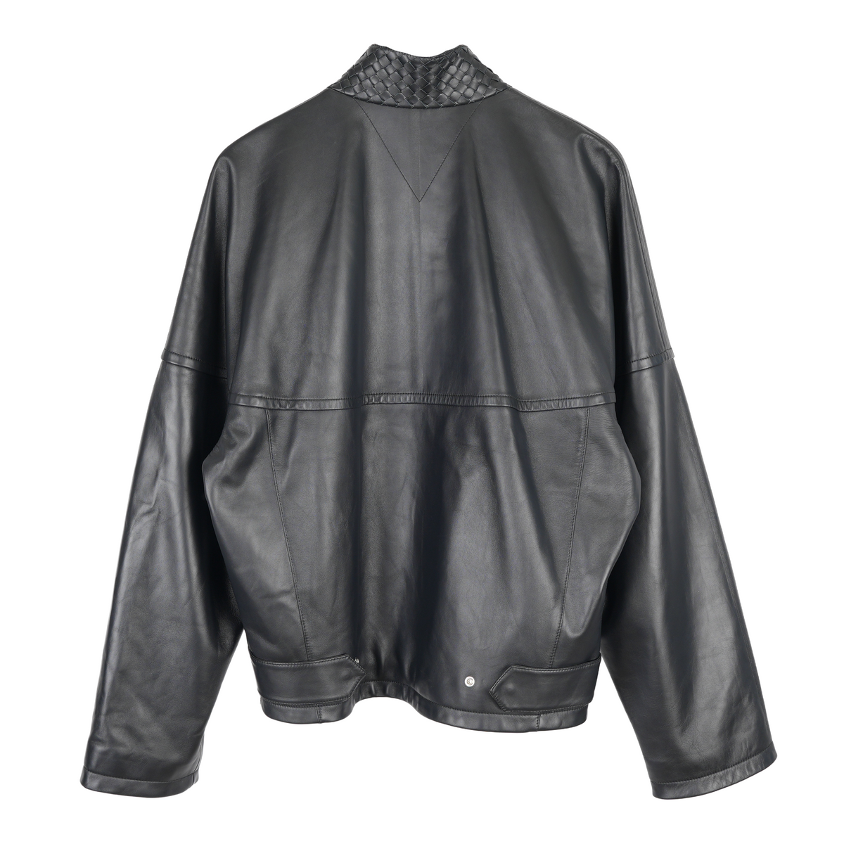 BOTTEGA VENETA INTRECCIATO TRIMMED LEATHER BLOUSON JACKET