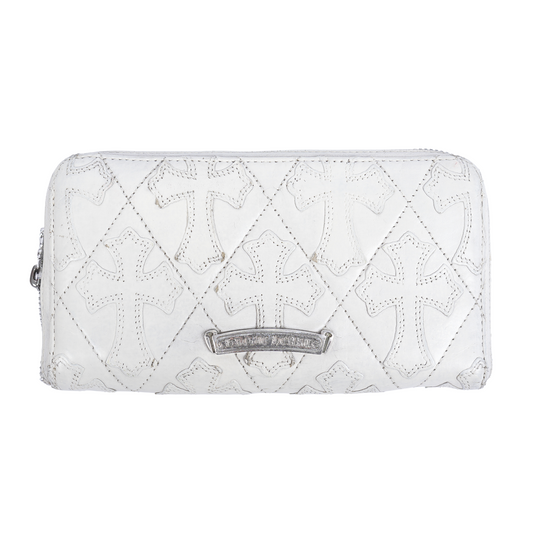 CHROME HEARTS WHITE QUILTED REC-F PATCH WALLET