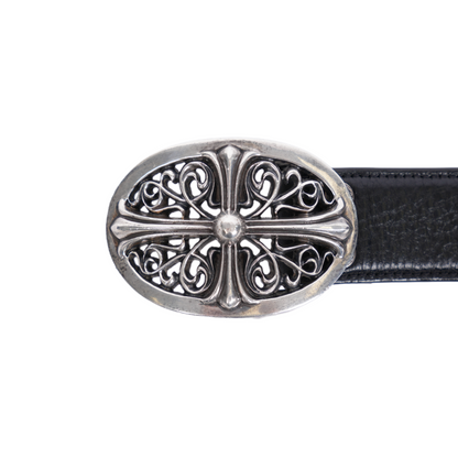 CHROME HEARTS OVAL BUCKLE WITH BLACK STRAP