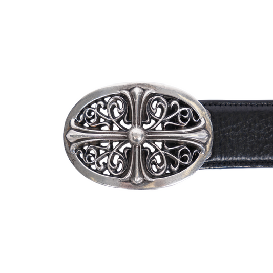 CHROME HEARTS OVAL BUCKLE WITH BLACK STRAP