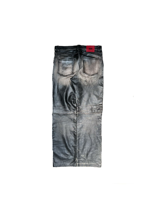 424WASHED LEATHER BAGGY PANTS FW23