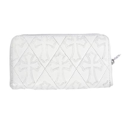 CHROME HEARTS WHITE QUILTED REC-F PATCH WALLET