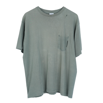 VINTAGE BOXY BLANK GREEN POCKET TEE