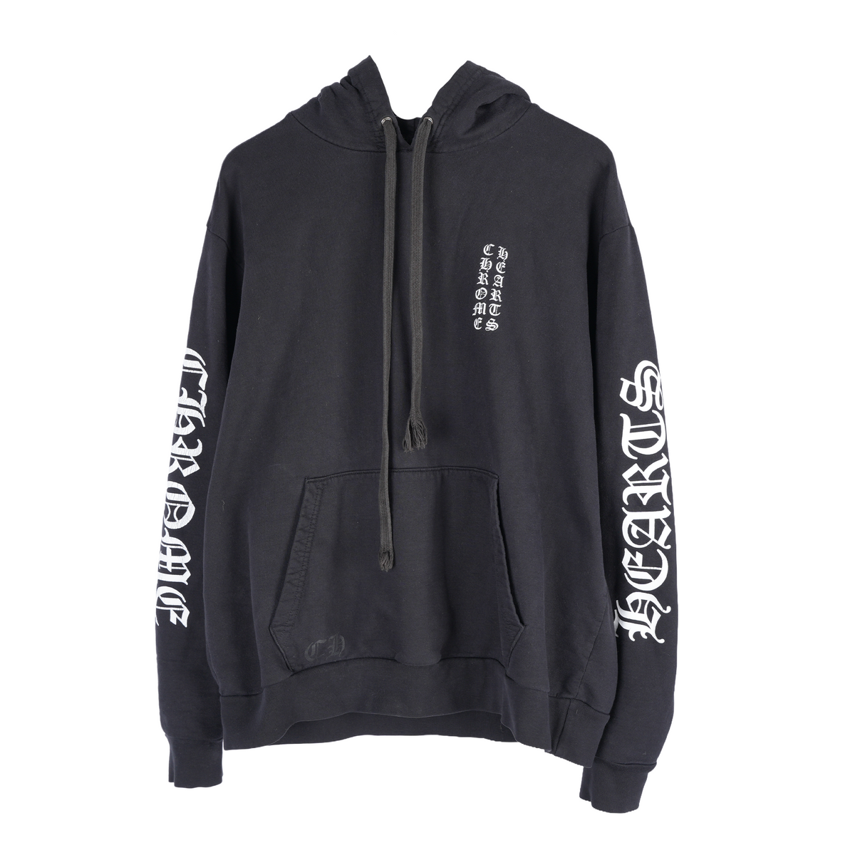 CHROME HEARTS BLACK SCROLL LOGO PULL OVER HOODIE