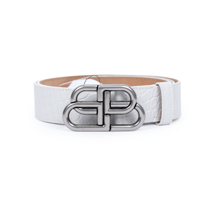 BALENCIAGA BB WHITE CROC BELT