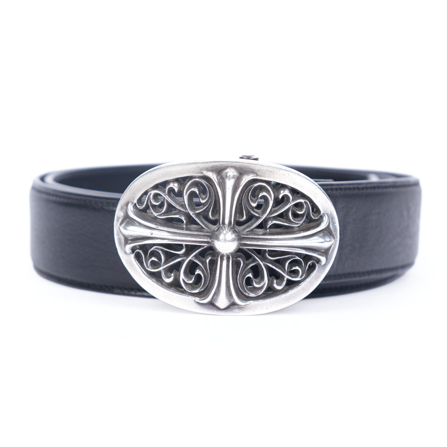 CHROME HEARTS OVAL BUCKLE WITH BLACK STRAP