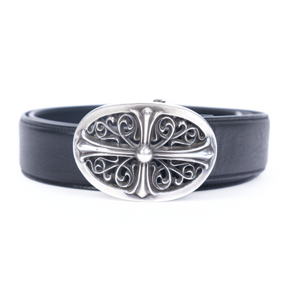 CHROME HEARTS OVAL BUCKLE WITH BLACK STRAP