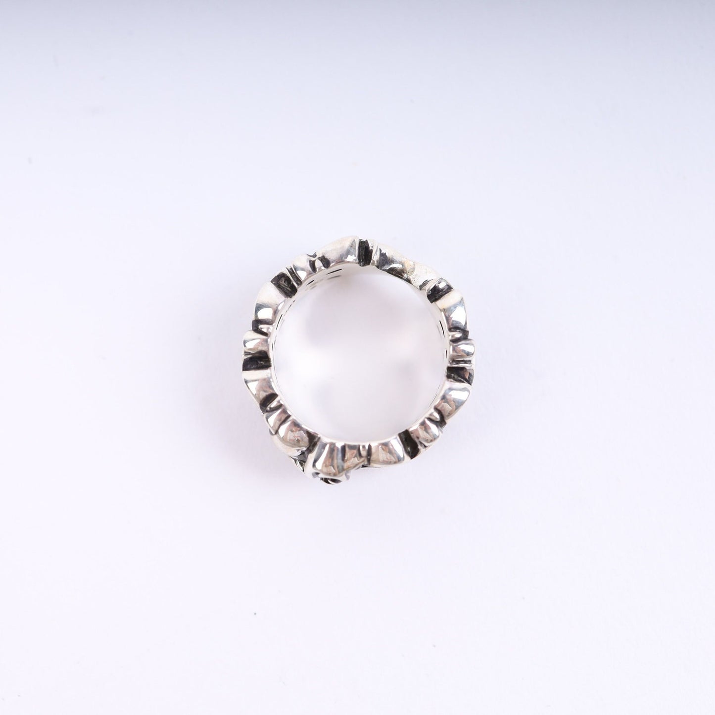 DOUBLE FLORAL CROSS HEART RING