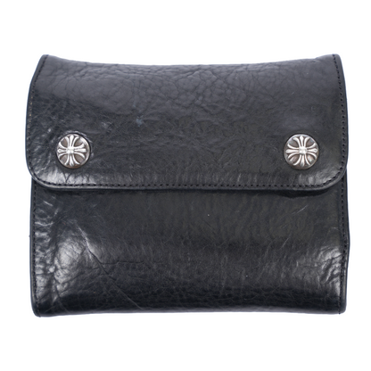 CHROME HEARTS BLACK TRIPLE FOLD SNAP WALLET