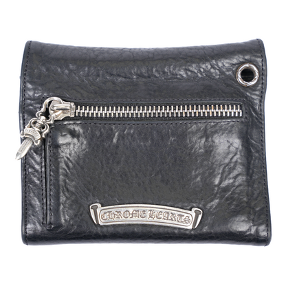 CHROME HEARTS BLACK TRIPLE FOLD SNAP WALLET