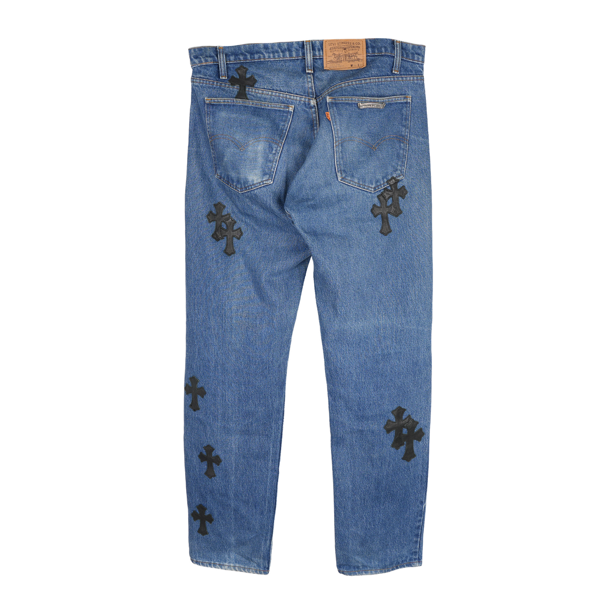CHROME HEARTS BLACK CROSS PATCH BLUE LEVIS DENIM