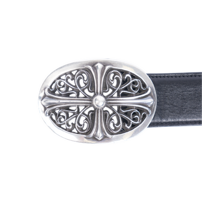 CHROME HEARTS OVAL BUCKLE WITH BLACK STRAP
