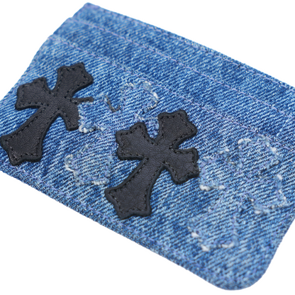 CHROME HEARTS DENIM PATCH CARD HOLDER
