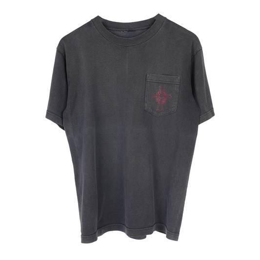 CHROME HEARTS VINTAGE FLORAL CROSS NEW YORK POCKET TEE