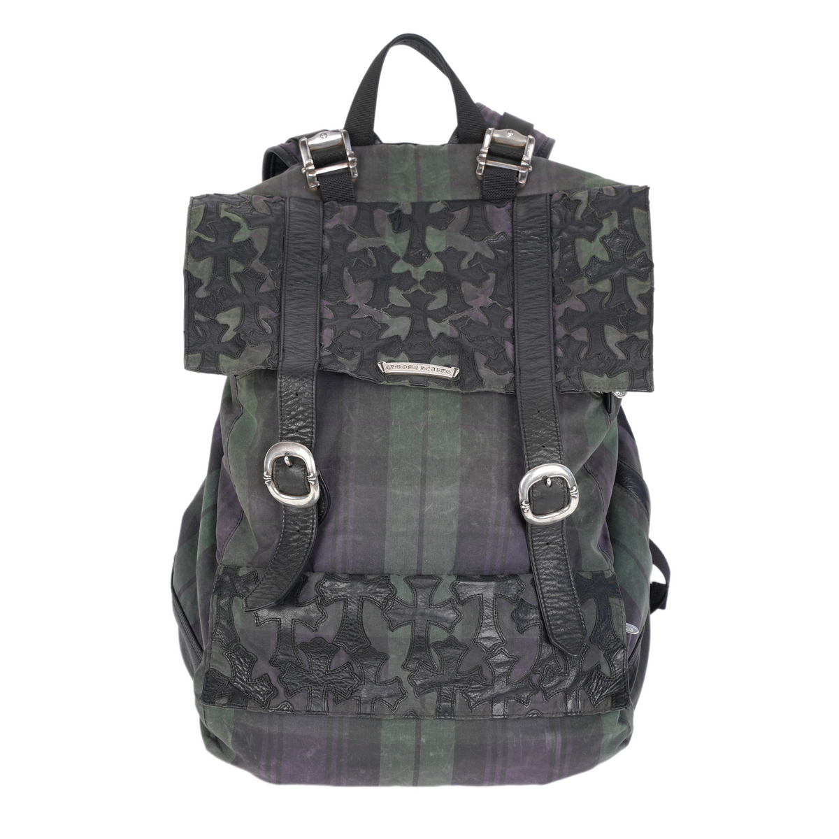 CHROME HEARTS CROSS PATCH PLAID GUNSLINGER MOTO BACKPACK