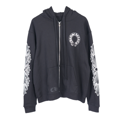 FLORAL HORSESHOE ZIP UP THERMAL HOODIE