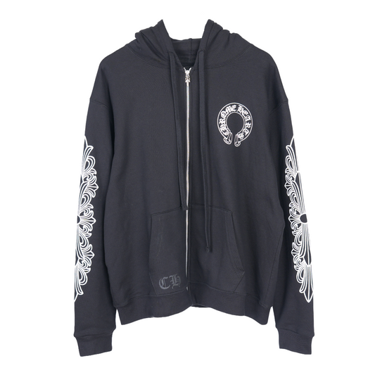 FLORAL HORSESHOE ZIP UP THERMAL HOODIE