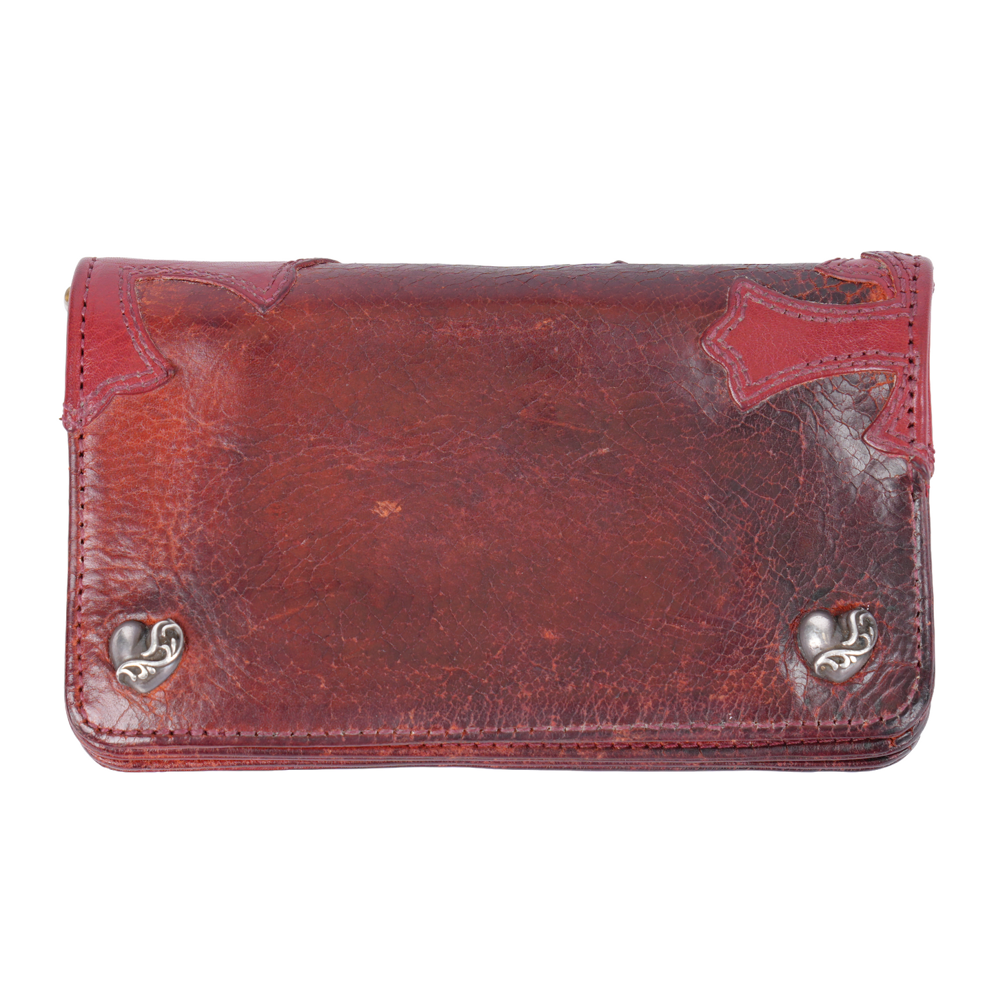 CHROME HEARTS TRIPLE RED BIFOLD HEART LONG WALLET