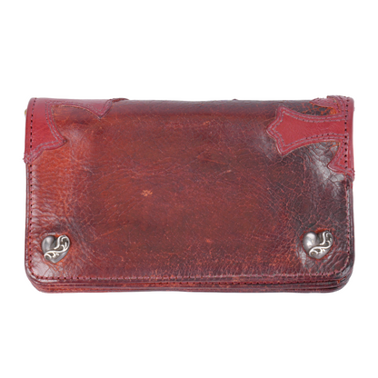 CHROME HEARTS TRIPLE RED BIFOLD HEART LONG WALLET