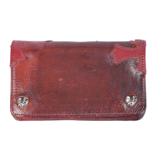 CHROME HEARTS TRIPLE RED BIFOLD HEART LONG WALLET