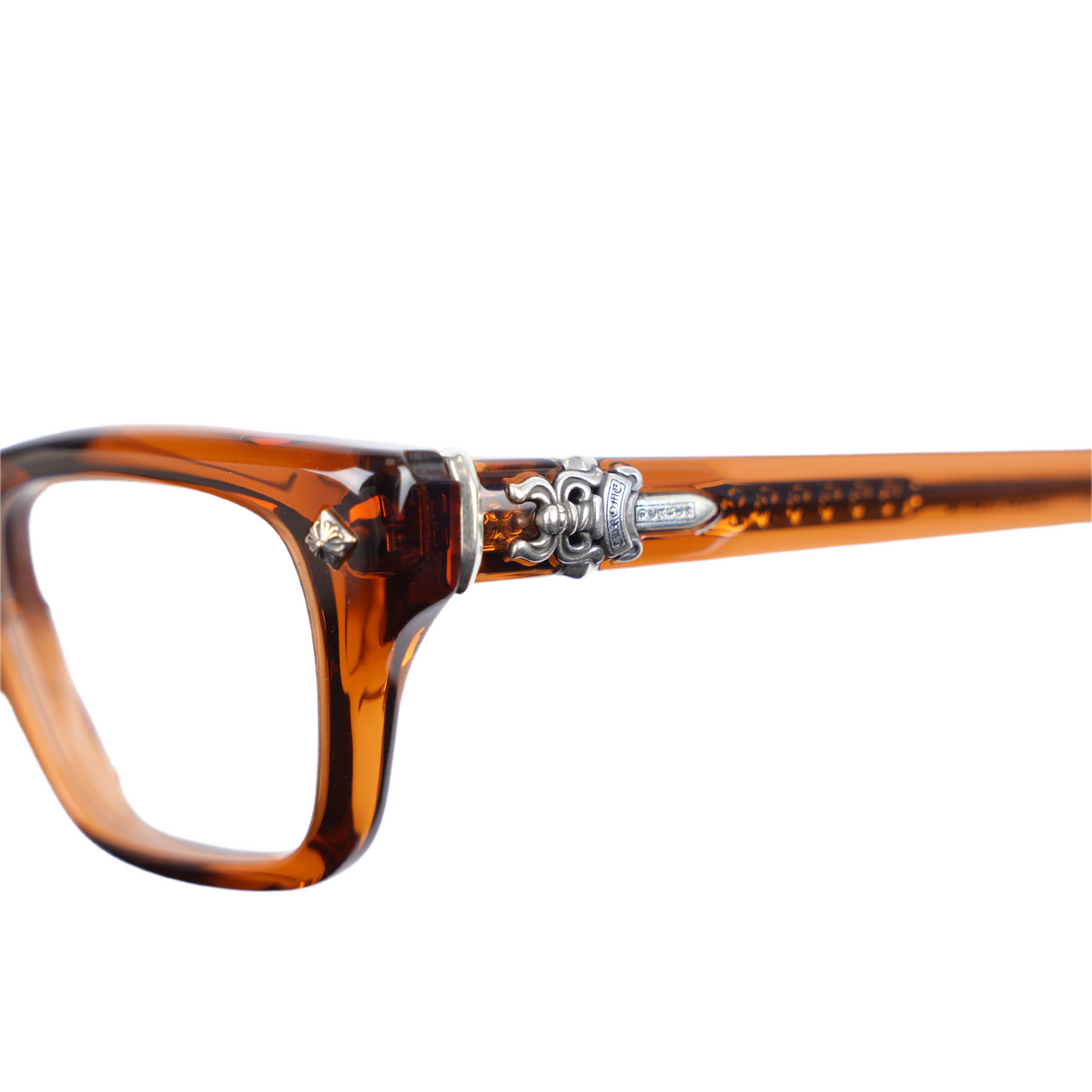 CHROME HEARTS CLEAR ORANGE HOLLYWEIRD GLASSES