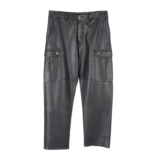 CHROME HEARTS DEVIL DOG LEATHER CARGO PANTS
