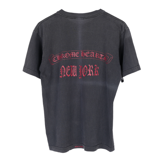 CHROME HEARTS VINTAGE FLORAL CROSS NEW YORK POCKET TEE