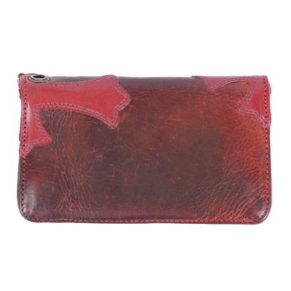 CHROME HEARTS TRIPLE RED BIFOLD HEART LONG WALLET