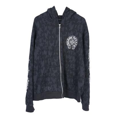 CHROME HEARTS MONOGRAM CROSS PRINT ZIP UP HOODIE