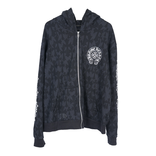 CHROME HEARTS MONOGRAM CROSS PRINT ZIP UP HOODIE