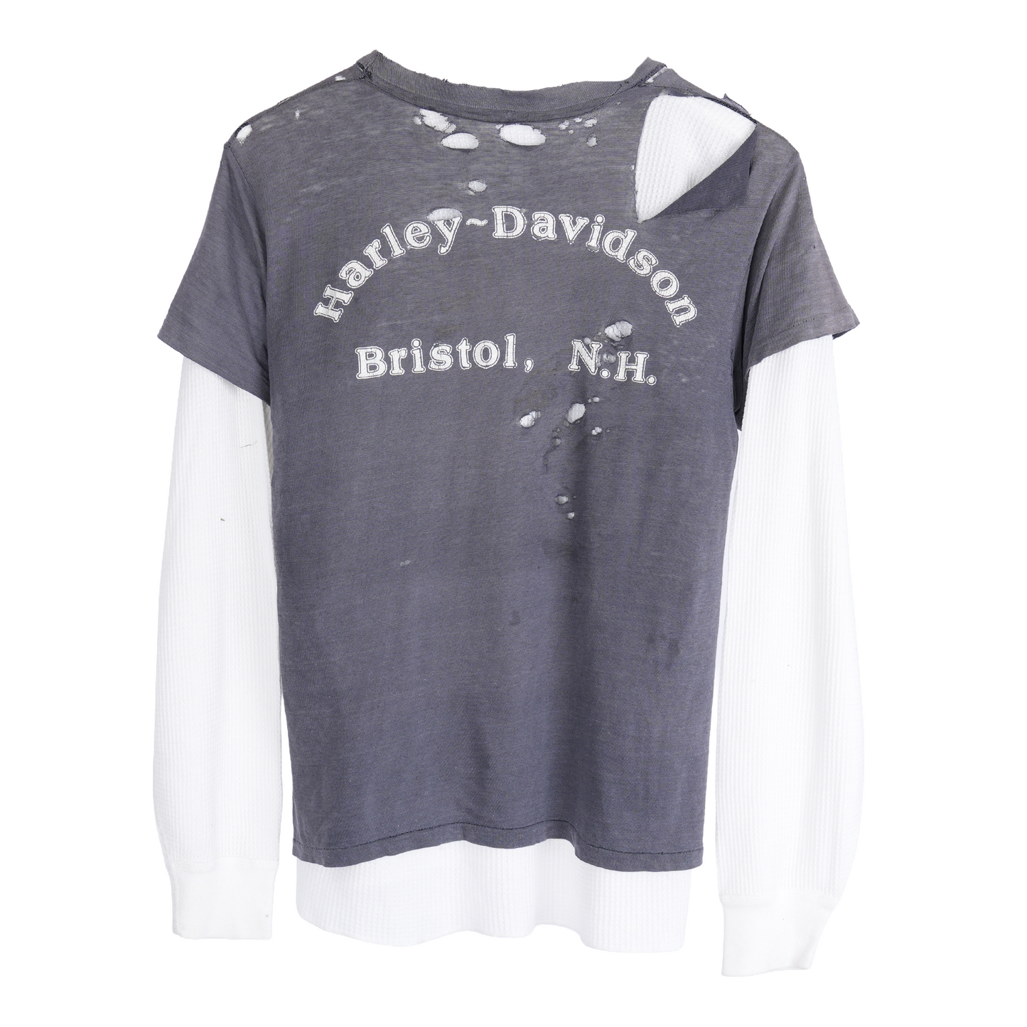 VINTAGE 80'S THRASHED HARLEY DAVIDSON THERMAL LINED TEE