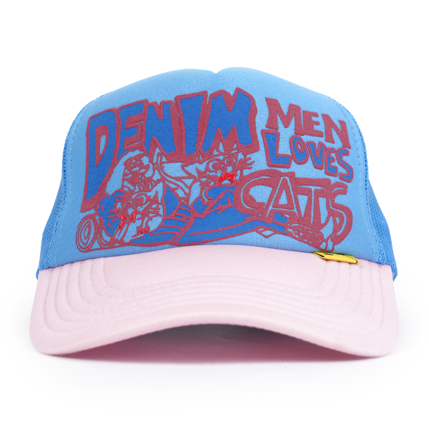 KAPITAL 'MEN LOVE CATS' DENIM TRUCKER HAT