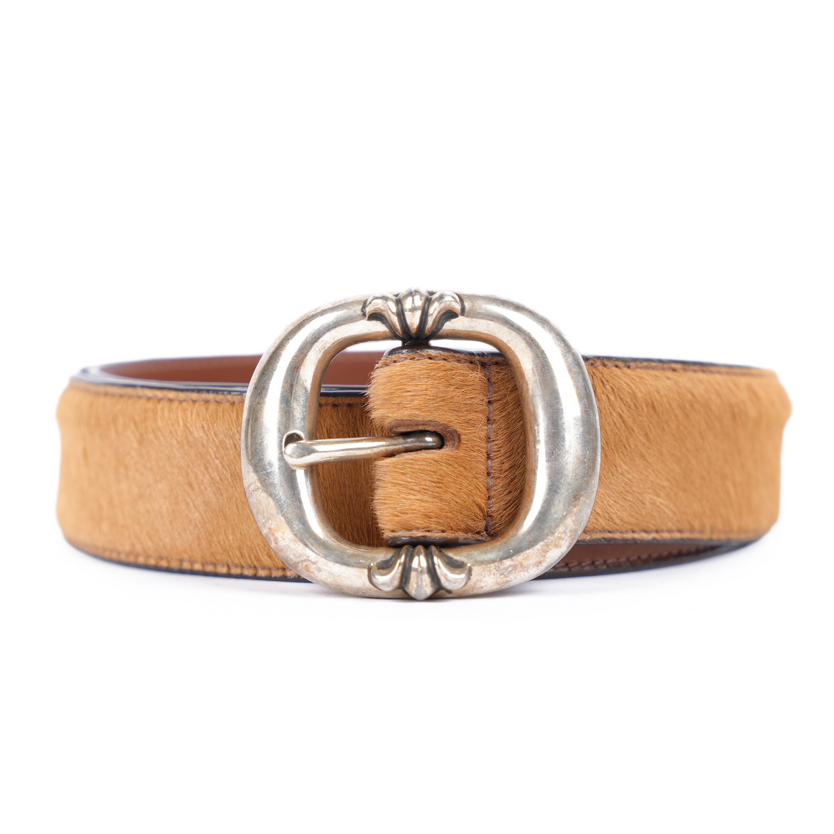 CHROME HEARTS ASPEN EXCLUSIVE BROWN HORSEHAIR GUNSLINGER BELT