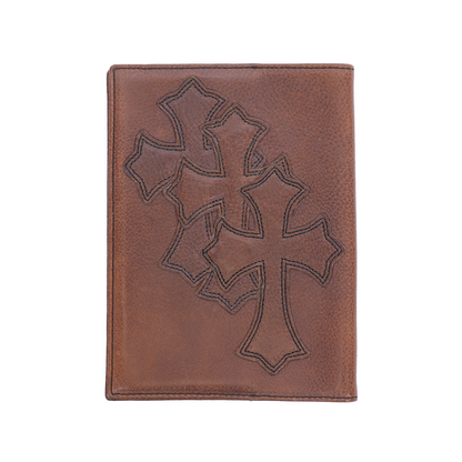 CHROME HEARTS BROWN LEATHER PATCH PASSPORT HOLDER