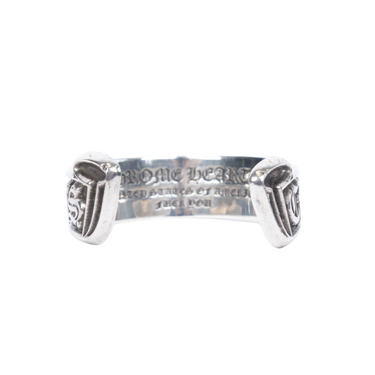 CHROME HEARTS SCROLL LOGO BANGLE .925 SILVER BRACELET