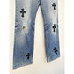 CHROME HEARTS LEVIS LIGHT WASH ORANGE TAB CROSS PATCH DENIM