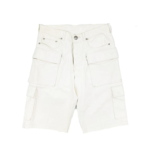 CHROME HEARTS WHITE LEATHER CARGO SHORTS