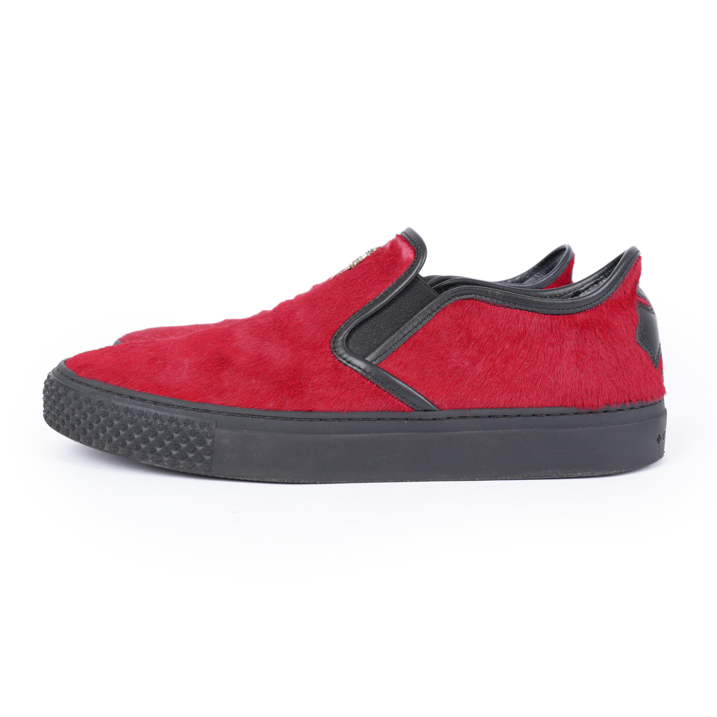 CHROME HEARTS RED PONY HAIR DAGGER SLIP ON