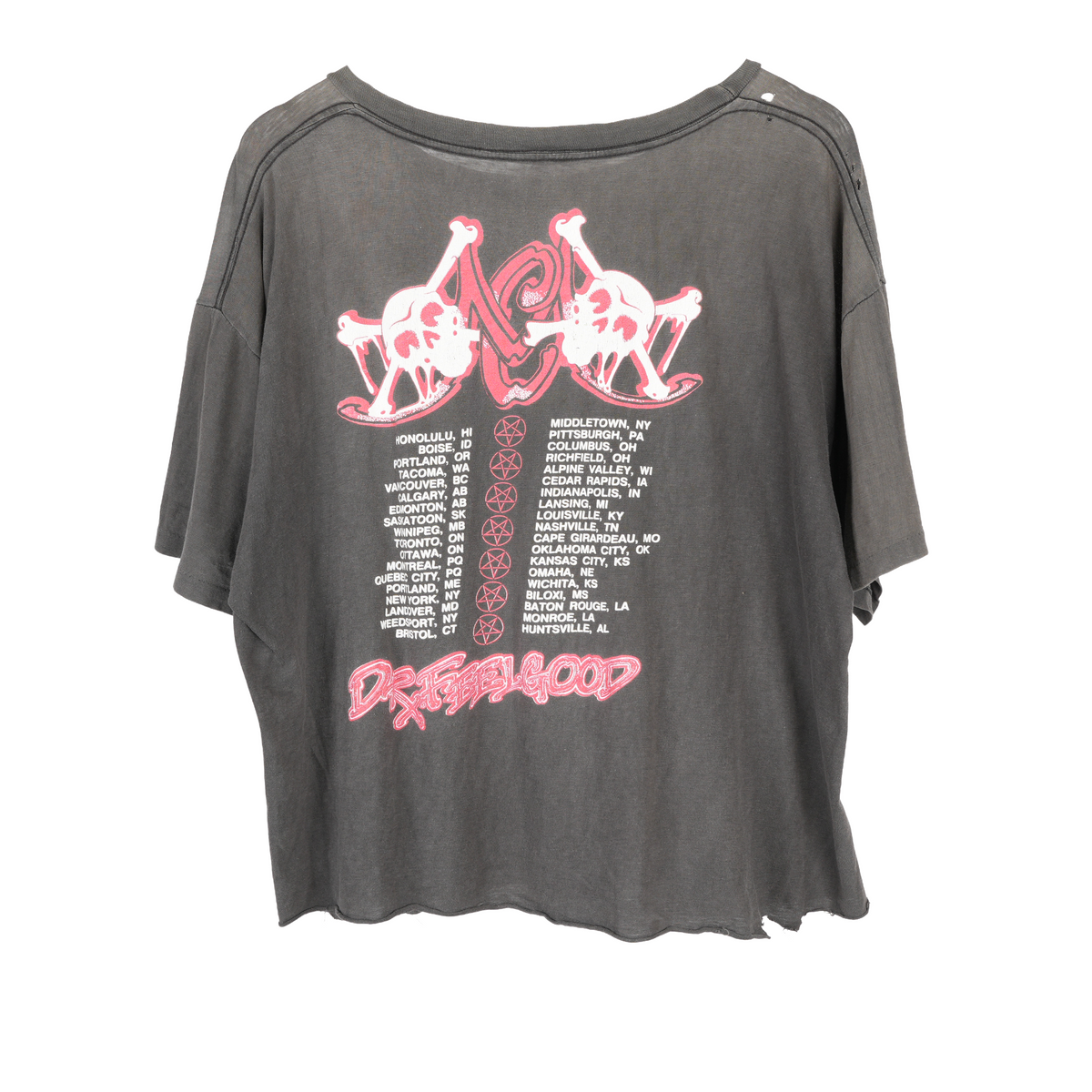 VINTAGE 1989 FADED MOTLEY CRUE DR.FEELGOOD CROPPED TEE